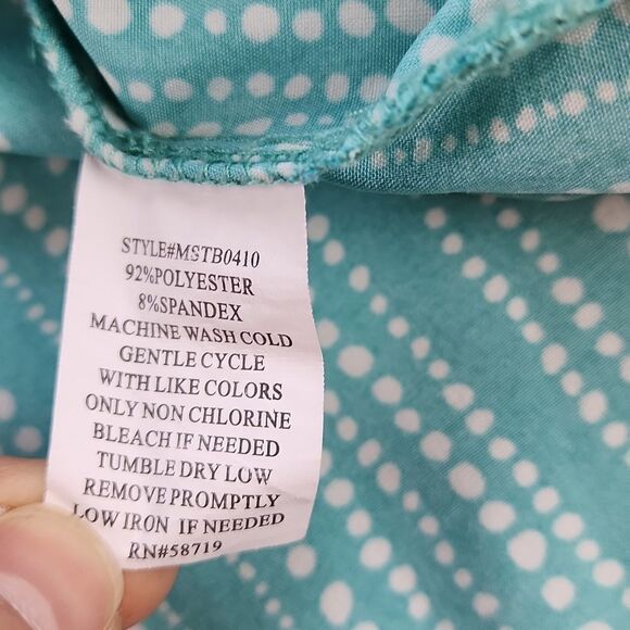 🩵Notations Turquoise Buttoned Adjustable Roll Tab Long Sleeve Blouse Medium - Picture 10 of 10